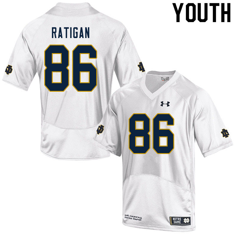 Youth NCAA Notre Dame Fighting Irish #86 Conor Ratigan Stitched College Under Armour Authentic White Football Jersey KH10N20OV